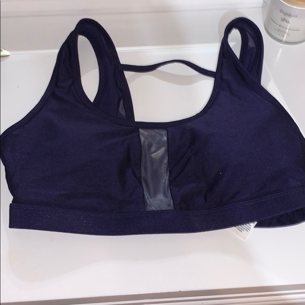 Purple Metallic Fabletics sports bra
